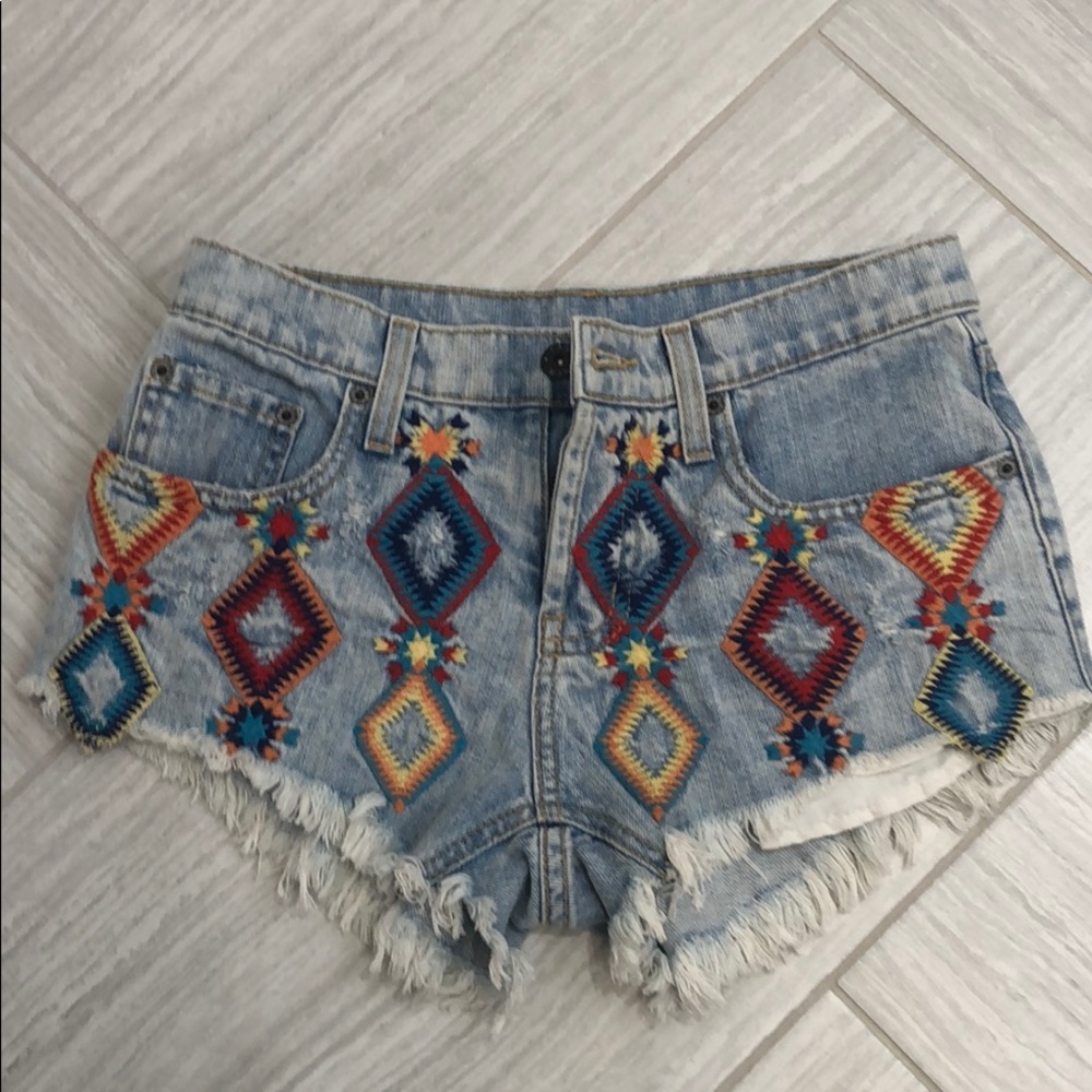 LF Carmar Jean embroidered shorts